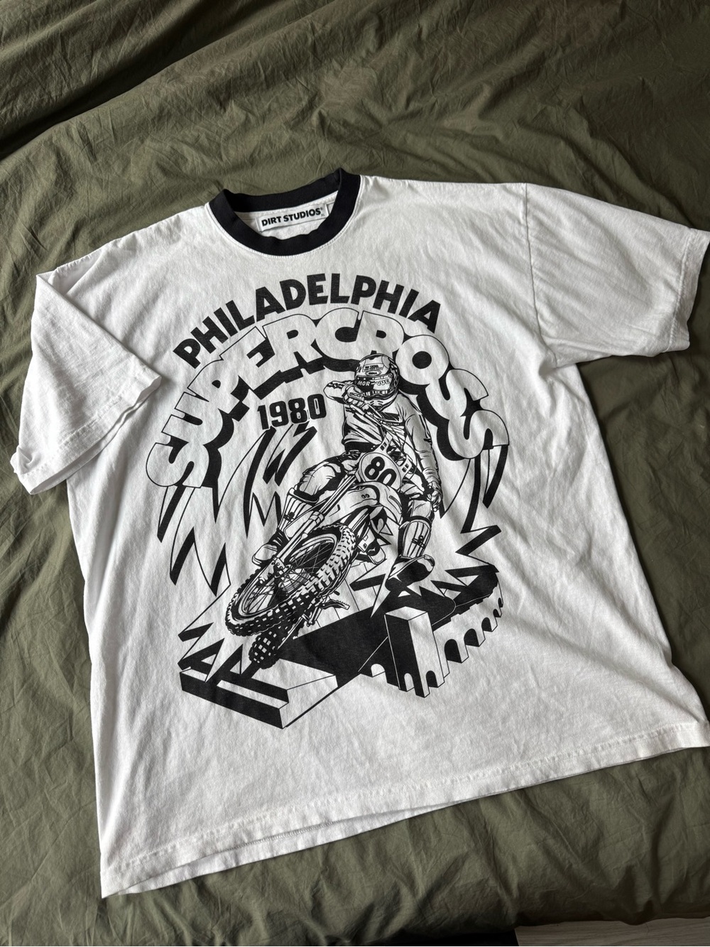 White & Black 'Philadelphia Supercross 1980' Graphic T-Shirt
